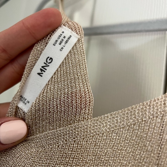 Elegant Shimmery Tan Knit Women's Top - Picture 5 of 5